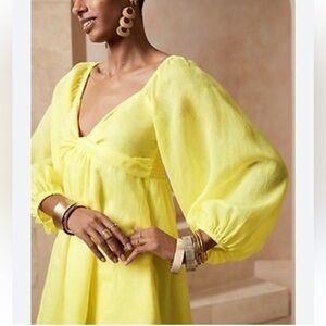 Banana Republic Ramie Twist Dress; Sunbeam; Size M
